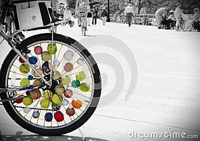 New york city boardwalk wheel balls background Editorial Stock Photo