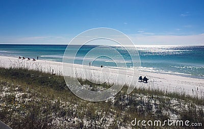 Nearly Empty Pensacola Beach in Florida Stock Photo