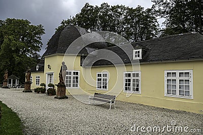 Baroque outbuildings in the beautiful gardens of Berleburg Palace, Bad Berle Bridge, North Rhine-Westphalia Stock Photo