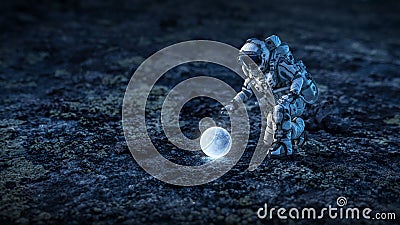 There is life on moon. Mixed media Stock Photo