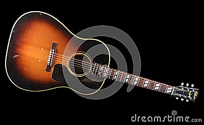 Rare, vintage Gibson acoustic guitar from the famous `Kalamazoo Gals` era - 1944 Editorial Stock Photo