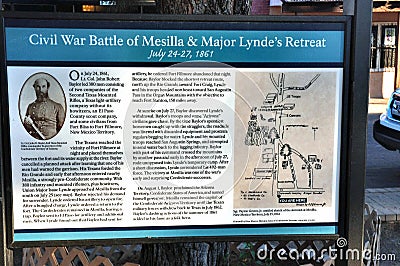 New mexico state mesilla city historical battle sign Editorial Stock Photo