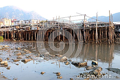 Seaside fishing village Stock Photo