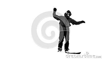 there is a snowboarder riding down the mountain doing tricks Stock Photo