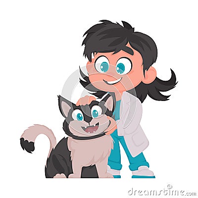 There is someone who looks after animals and keeps them well, just like a doctor for animals. Vector Illustration. Vector Illustration