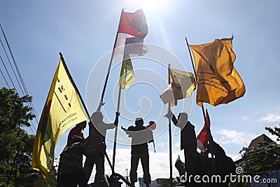 Students are demanding the government to reduce the price of oil Editorial Stock Photo