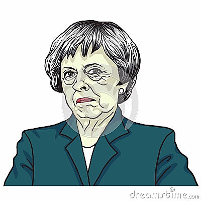Theresa May. The Prime Minister of the United Kingdom Theresa May. London, UK. July 5, 2017 Vector Illustration