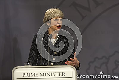 Theresa May Visits Danish Prime Minister in Copepenhagen Editorial Stock Photo