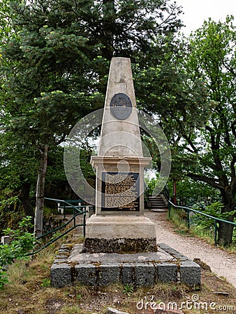 Therese`s Obelisk of Tereziin obelisk in Karlovy Vary Editorial Stock Photo