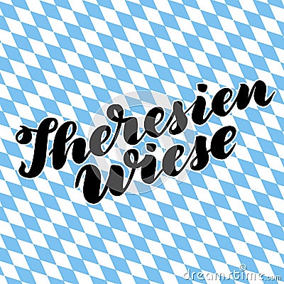 Theresienwiese hand drawn lettering. lettering illustration isolated on white. Template for Traditional Germa Cartoon Illustration