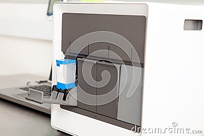 Thermal cycler machine in a molecular biology laboratory. Polymerase chain reaction technique. PCR technique Stock Photo