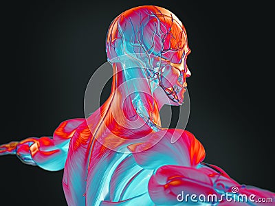 Thermal 3D illustration of human anatomy Cartoon Illustration