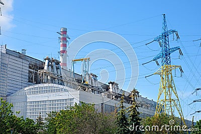Thermal electric close-up. High voltage power lines Stock Photo