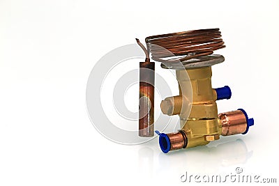 The thermal expansion valve for refrigeration or air conditioner. Stock Photo