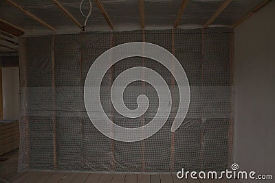 Thermal and hidro insulation wall insulation construction new residential home Stock Photo