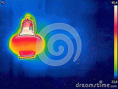 Thermal image, Lighted classic lamp Stock Photo