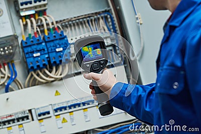 Thermal imaging inspection of electrical equipment Stock Photo