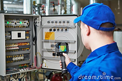 Thermal imaging inspection of electrical equipment Stock Photo