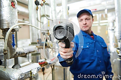 Thermal imaging inspection of plumbing equipment Stock Photo