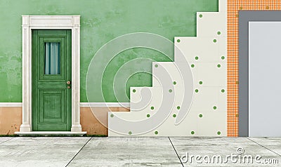 Thermal insulation of an old house Stock Photo