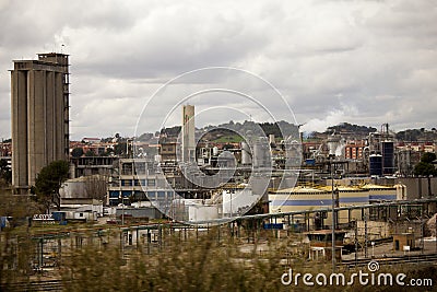 A thermal power plant industry. Oil refinery. Production of energy and fuels. Stock Photo