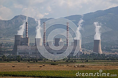 Thermal power plant in the open air. Albania Editorial Stock Photo