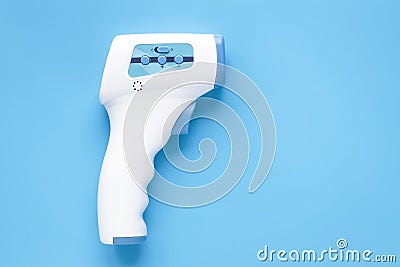 Thermal radiation thermometers. Infrared thermometer. Temperature gun, to measure temperature from a distance without contact with Stock Photo