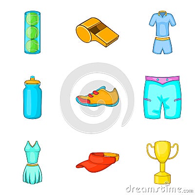 Thermal underwear icons set, cartoon style Vector Illustration