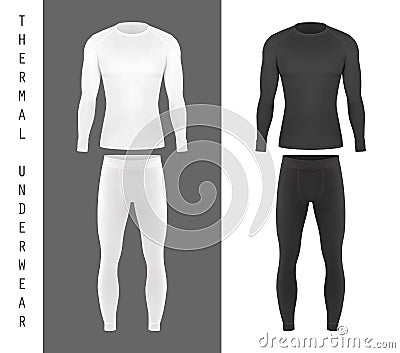 Thermal underwear top shirt and pants mockup Vector Illustration