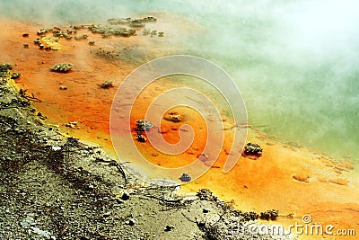 Thermal volcanic lake Stock Photo