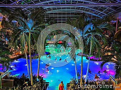 Therme Bucharest, Palm Zone in the night Editorial Stock Photo