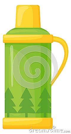 Thermo container for drink. Hiking camping travel bottle Vector Illustration