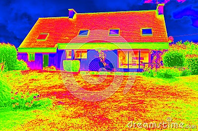 Thermographic picture of a house Stock Photo