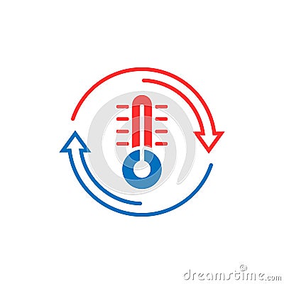 Thermometer climate control icon in flat style. Meteorology balance vector illustration on white isolated background. Hot, cold Vector Illustration