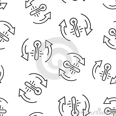 Thermometer climate control icon in flat style. Meteorology balance vector illustration on white isolated background. Hot, cold Vector Illustration