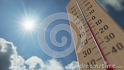 Outdoor thermometer reaches 0 zero. Weather forecast related 3D rendering Stock Photo