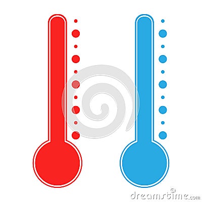 Thermometer cold and hot icon. Freeze temperature vector weather warm cool indicator. Meteorology thermometers measuring heat and Vector Illustration