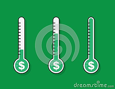 Thermometer Full Money Goal Vector Illustration