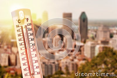 Thermometer during heatwave Stock Photo