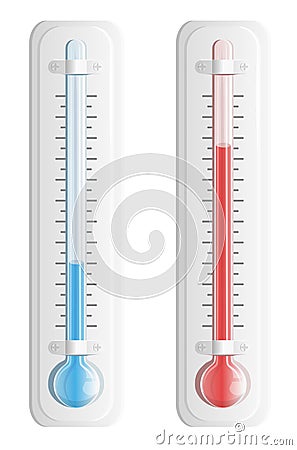 Thermometer. Hot and cold temperature. Vector. Vector Illustration