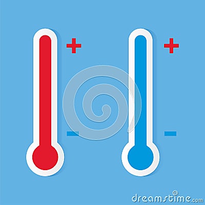 Thermometer icon on blue background vector Vector Illustration