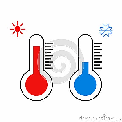 Thermometer icon. Thermometers measuring heat and cold Vector Illustration