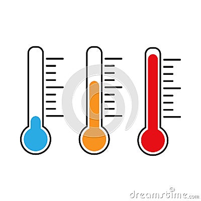 Thermometer icon, vector illustration. Cold, Hot, Normal weather. Flat design Cartoon Illustration