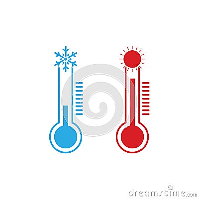 Thermometer icon, vector illustration. Cold, Hot weather. Flat design Cartoon Illustration