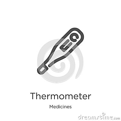 thermometer icon vector from medicines collection. Thin line thermometer outline icon vector illustration. Outline, thin line Vector Illustration