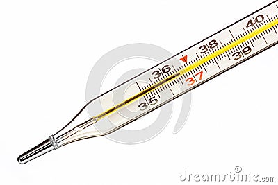 Thermometer indicating 36.6 Stock Photo