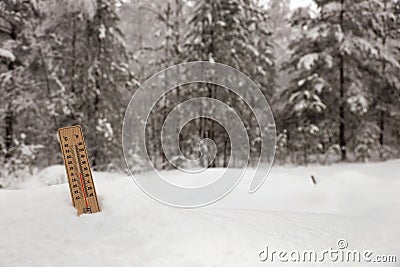 thermometer with a mark on zero and warming weather Stock Photo