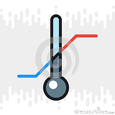 Thermometer with minimum and maximum temperature icon for weather forecast application or widget. Color version on light Vector Illustration