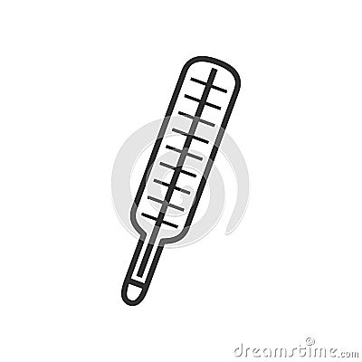Thermometer Outline Flat Icon on White Vector Illustration