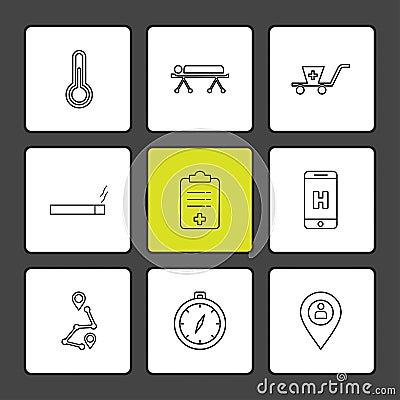 thermometer , strature , medical , smoking, health , mobile , na Vector Illustration